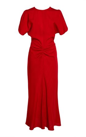 Gathered Puff-Sleeve Midi Dress By Victoria Beckham | Moda Operandi