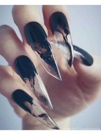 smokey transparent fake nails