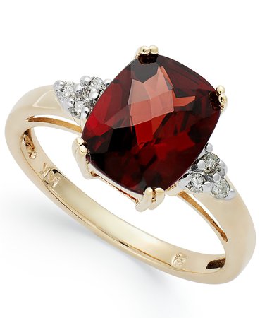 Macy's 14k Gold Garnet & Diamond Ring