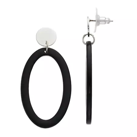 TREND Black Oval Drop Earrings