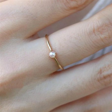 Minimalist Pearl Wedding Ring