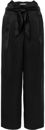Nanushka - Marie Belted Satin Wide-leg Pants - Black