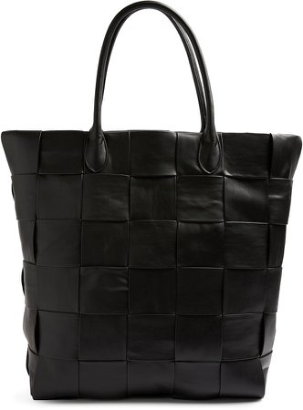 Woven Faux Leather Tote Bag