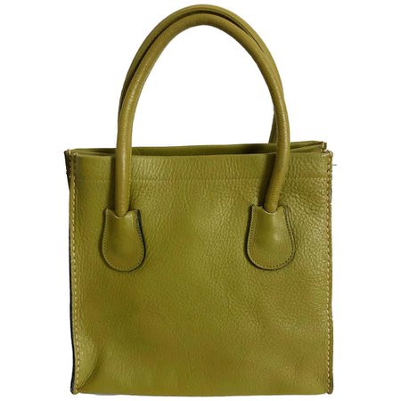 Bonnie Cashin for Coach Dinky Tote Bag Cashin Carry Lime Green Leather 60s NYC For Sale at 1stdibs