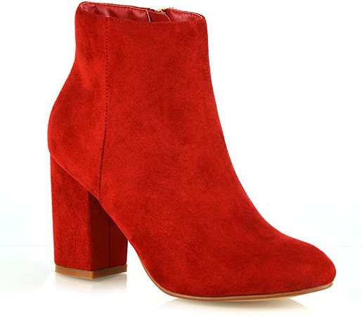 Amazon.com: ESSEX GLAM Women's Chelsea Boots, Red Faux Suede, US-0 / Asia Size s