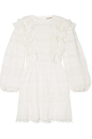 Ulla Johnson | Jolie crochet-trimmed broderie anglaise cotton and linen-blend mini dress | NET-A-PORTER.COM