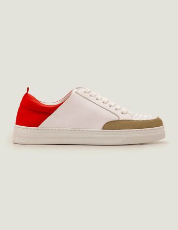 Emily Sneakers - White/Camel/Red | Boden US