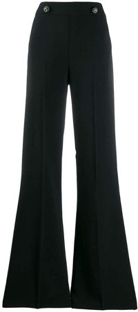 flare button detail trousers