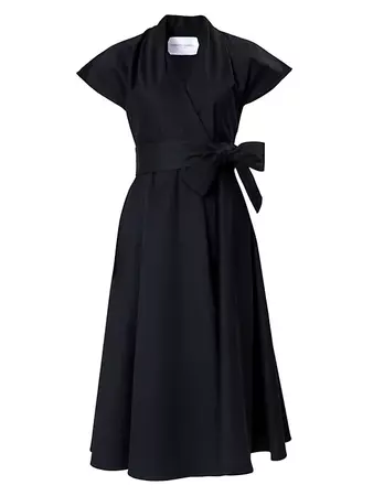 Shop Carolina Herrera Short-Sleeve Wrap Midi-Dress | Saks Fifth Avenue