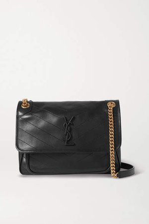 Niki Medium Quilted Leather Shoulder Bag - Black