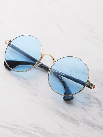 Two Tone Frame Round Sunglasses