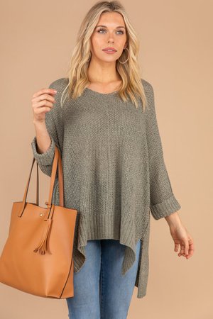 Casual Light Olive Green Oversized Sweater - Light Sweater – The Mint Julep Boutique