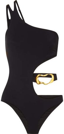 Sierah Embellished Cutout Swimsuit - Black