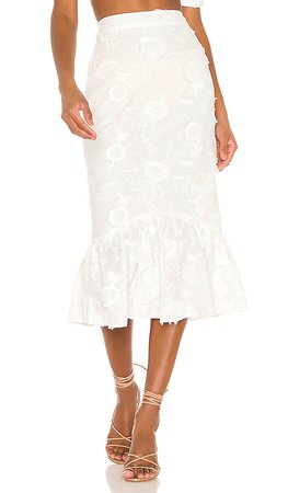 Camila Coelho Marcella Midi Skirt in White | REVOLVE