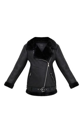 Black PU Aviator Jacket. Coats & Jackets | PrettyLittleThing