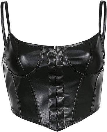 Amazon.com: Women Leather Corset Top Y2k Black L: Clothing, Shoes & Jewelry