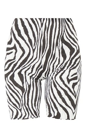 Black Zebra Slinky Cycle Shorts | Shorts | PrettyLittleThing