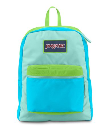 JanSport Overexposed School Backpack - MAMMOTH BLUE/AQUA DASH/ZAP GREEN - Fantasyard Costume Jewelry & Accessories