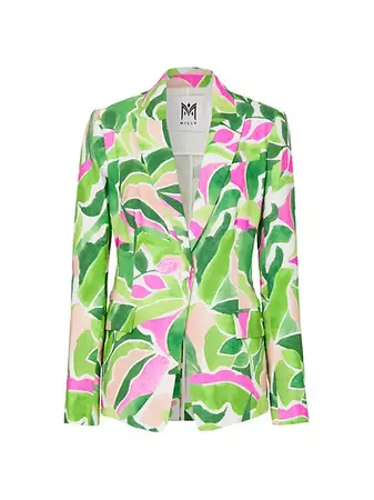 Shop Milly Avery Linen-Blend Painted Bloom Blazer | Saks Fifth Avenue