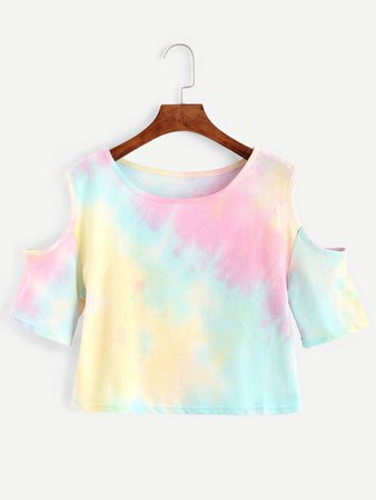 Camiseta tie dye hombro abierto - multicolor | SHEIN España