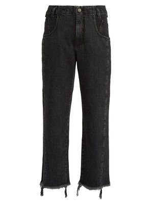 Trigger frayed mid-rise cropped jeans