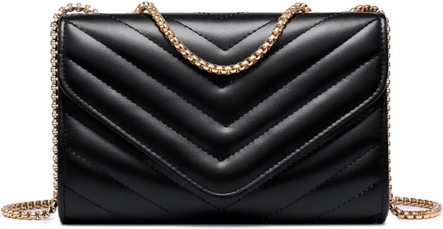 Dasein Women Small Quilted Crossbody Bags Stylish Designer Evening Bag Clutch Purses and Handbags with Chain Shoulder Strap (Black): Handbags: Amazon.com