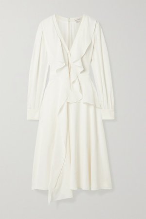 Ruffled Silk-georgette Midi Dress - Ivory