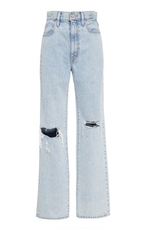London Distressed High-Rise Straight-Leg Jeans by SLVRLAKE Denim | Moda Operandi