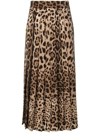 Dolce & Gabbana leopard print pleated maxi skirt