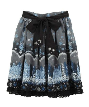 embroidered snow pattern midi skirt - Axes Femme