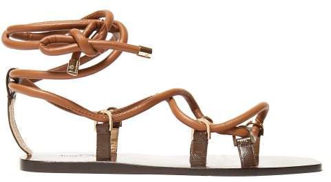 Aziza Leather Lace Up Sandals - Womens - Tan