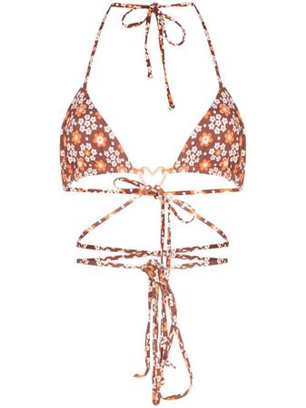 Shop Frankies Bikinis Tatum floral-print strappy bikini top with Express Delivery - FARFETCH