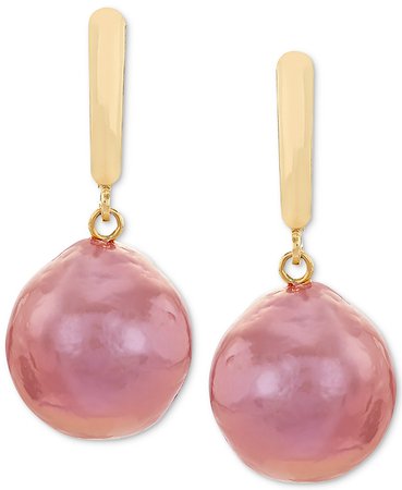 Macy's 14k Gold Cultured Pink Ming Pearl Drop Earrings