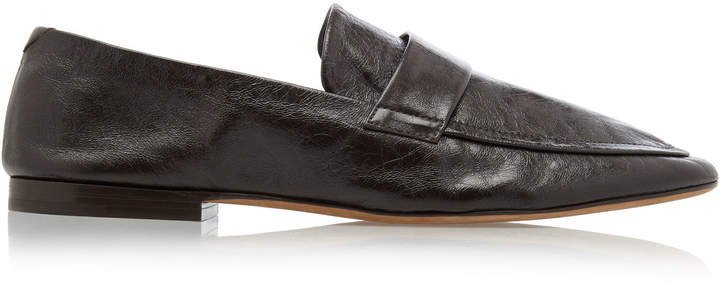 Textured-Leather Loafers
