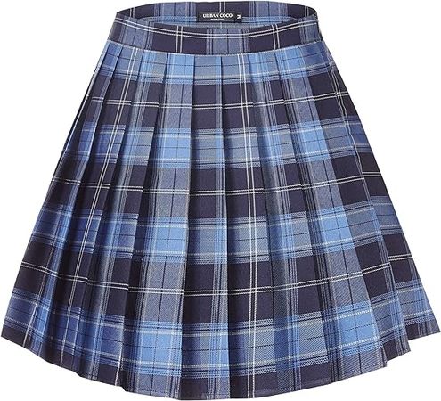 Urban CoCo Womens Uniforms Plaid Pleated Mini Skirt (#2, M) at Amazon Women’s Clothing store