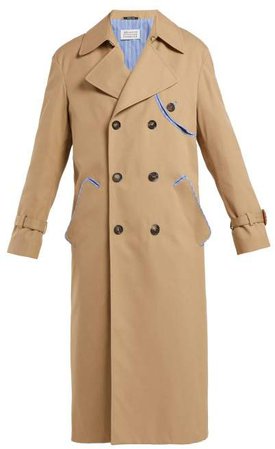 Deconstructed Double Breasted Twill Trench Coat - Womens - Beige