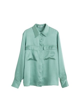 MANGO Chest-pocket satin blouse