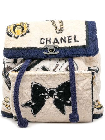 Chanel Pre-Owned 1992 diamond-quilted logo-print Backpack - Farfetch