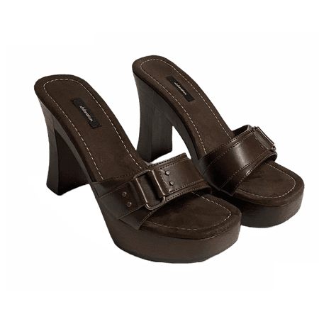 brown platform heels vintage y2k buckle