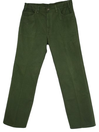 Vintage 1970's Pants: 70s -Levis- Mens olive green ribbed for her pleasure polyester twill jeans cut western pants with slightly flared legs, four pockets and button/zip closure.