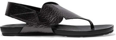 Josefa Metallic Textured-leather Slingback Sandals - Gunmetal