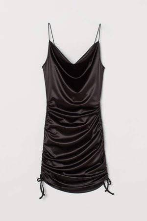 Short Satin Dress - Black