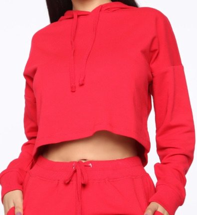 fashion nova red French terry crop hoodie