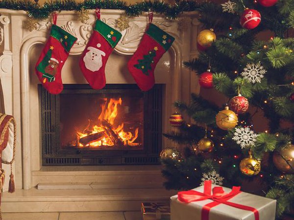 Christmas stockings fire place Christmas tree