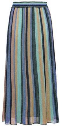 Metallic Striped Knitted Midi Skirt