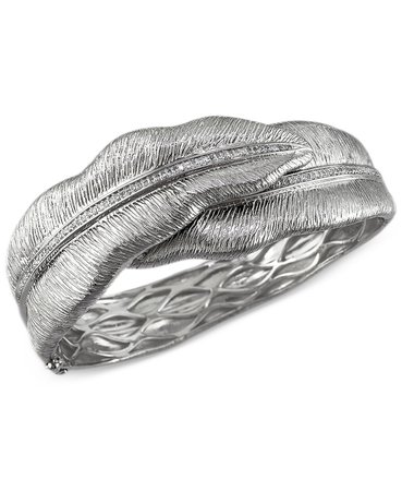 EFFY Sterling Silver Diamond Leaf Bangle Bracelet