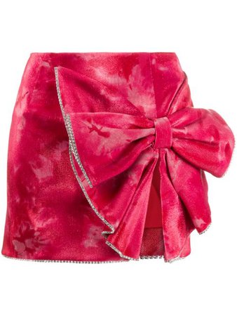 Area Crushed Velvet Bow Mini Skirt