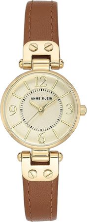 Amazon.com: Anne Klein Women's 109442CHHY Gold-Tone Champagne Dial and Brown Leather Strap Watch : Anne Klein: Clothing, Shoes & Jewelry