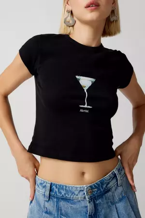 Martini Cocktail Baby Tee | Urban Outfitters