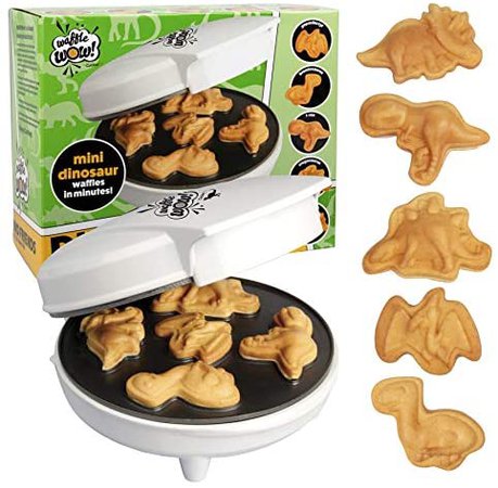 Amazon.com: Dinosaur Mini Waffle Maker- Make Breakfast Fun and Cool for Kids and Adults with Novelty Pancakes- 5 Different Shaped Dinos in Minutes - Electric Non-Stick Waffler Iron: Kitchen & Dining